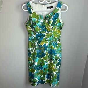 Jessica Sleeveless Fitted Floral Print Lined Midi Dress Womens Size 4